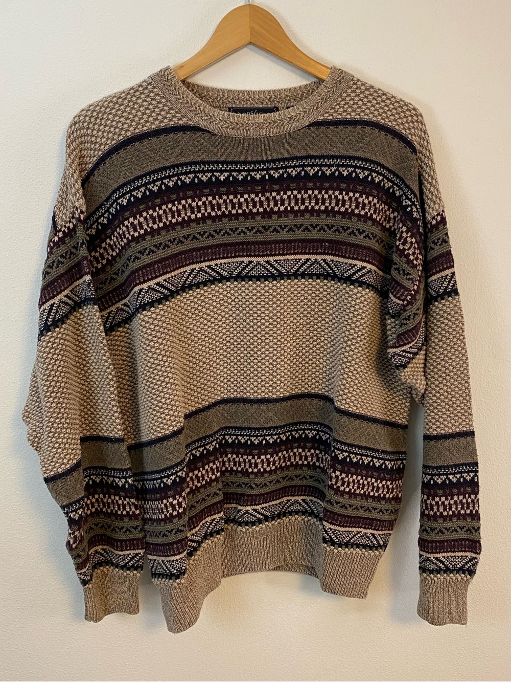 Woods and Gray Cotton Coogi Style Crewneck Pullover Vintage Mens Large